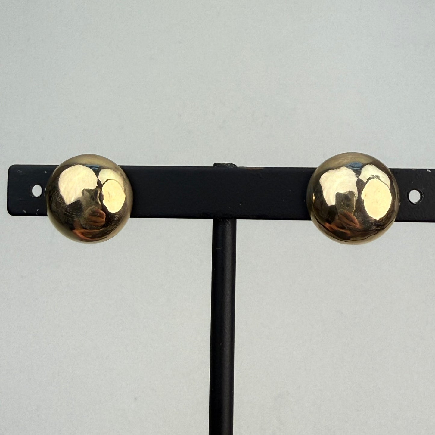 Estate 14k Solid Yellow Gold Classic Domed Earrings, 1.92 g