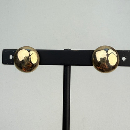 Estate 14k Solid Yellow Gold Classic Domed Earrings, 1.92 g