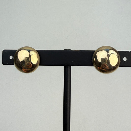Estate 14k Solid Yellow Gold Classic Domed Earrings, 1.92 g