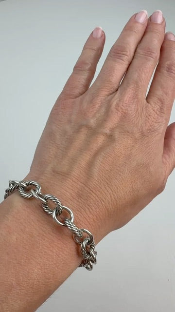Estate David Yurman Solid Sterling Silver Classic Oval Link Bracelet – 6.25", 28.44 g