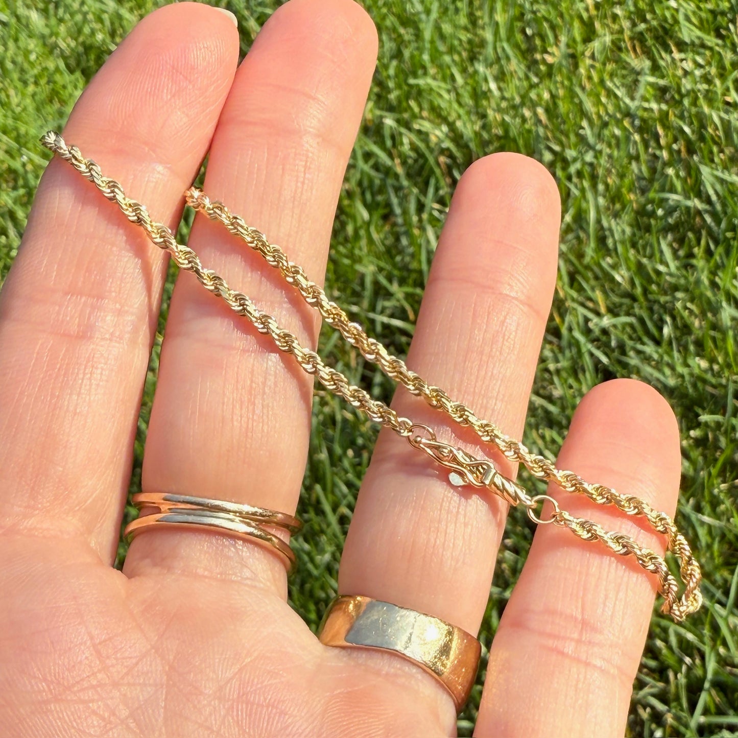 7.88" Vintage Solid 14K Yellow Gold Rope Bracelet, 3.7 g