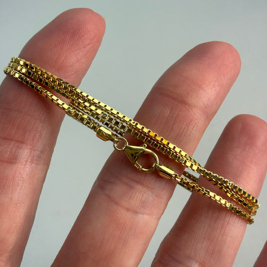 18" Italian Solid 14K Yellow Gold Box Chain, 2.89 g
