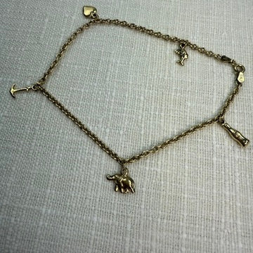 9.25" Italian 10K Solid Yellow Gold Charm Bracelet/Anklet, 5.1 grams