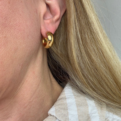 14k Solid Yellow Gold Perfectly Chunky Hoop Earrings, 2.69 g