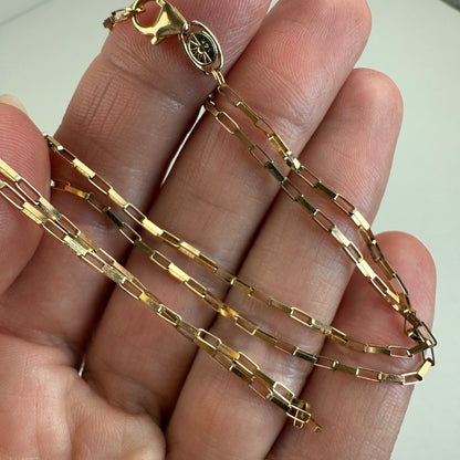 18" Italian Solid 14K Yellow Gold Elongated Box Chain, 3 g