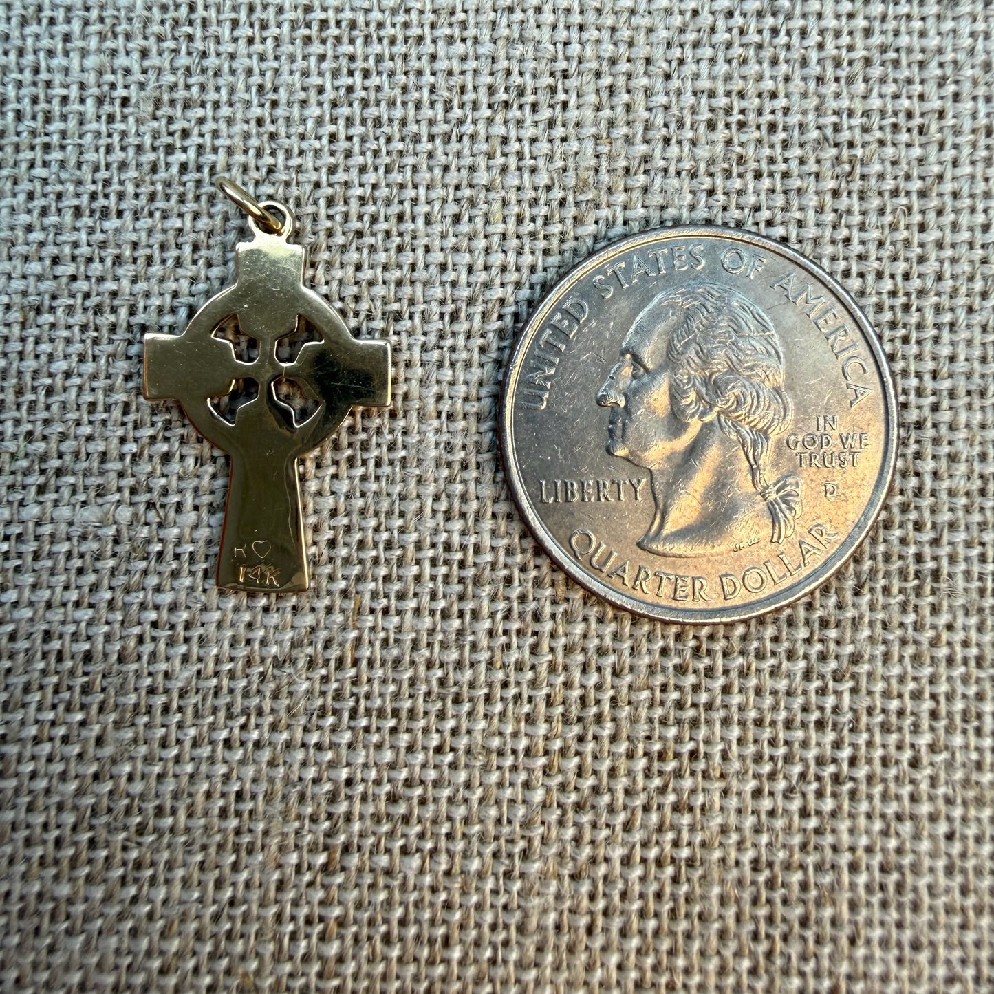 Solid 14K Yellow Gold Celtic Revival Style Cross — 1.9 grams