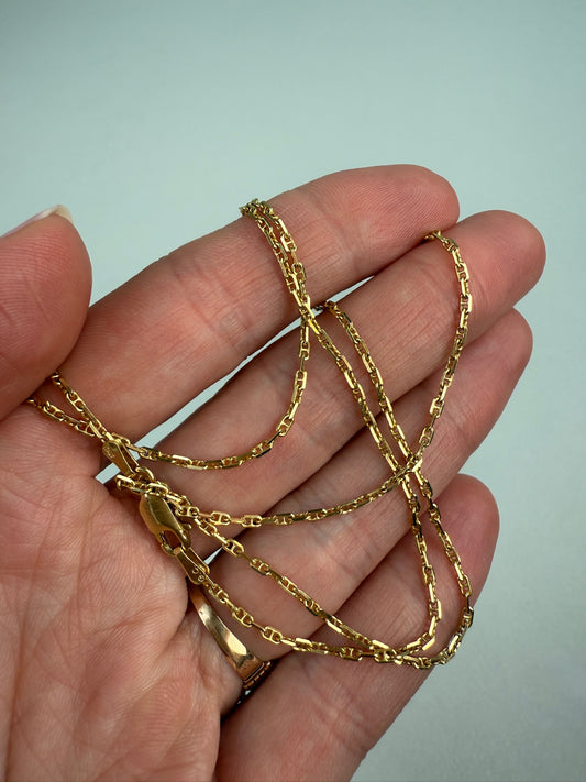 20" Italian Solid 14K Yellow Gold Mariner Chain, 4.26 g