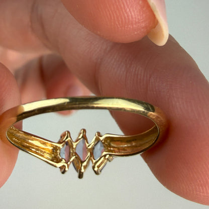 Solid 10k Yellow Gold Marquise Iolite and Diamond Accent Ring, Size 7