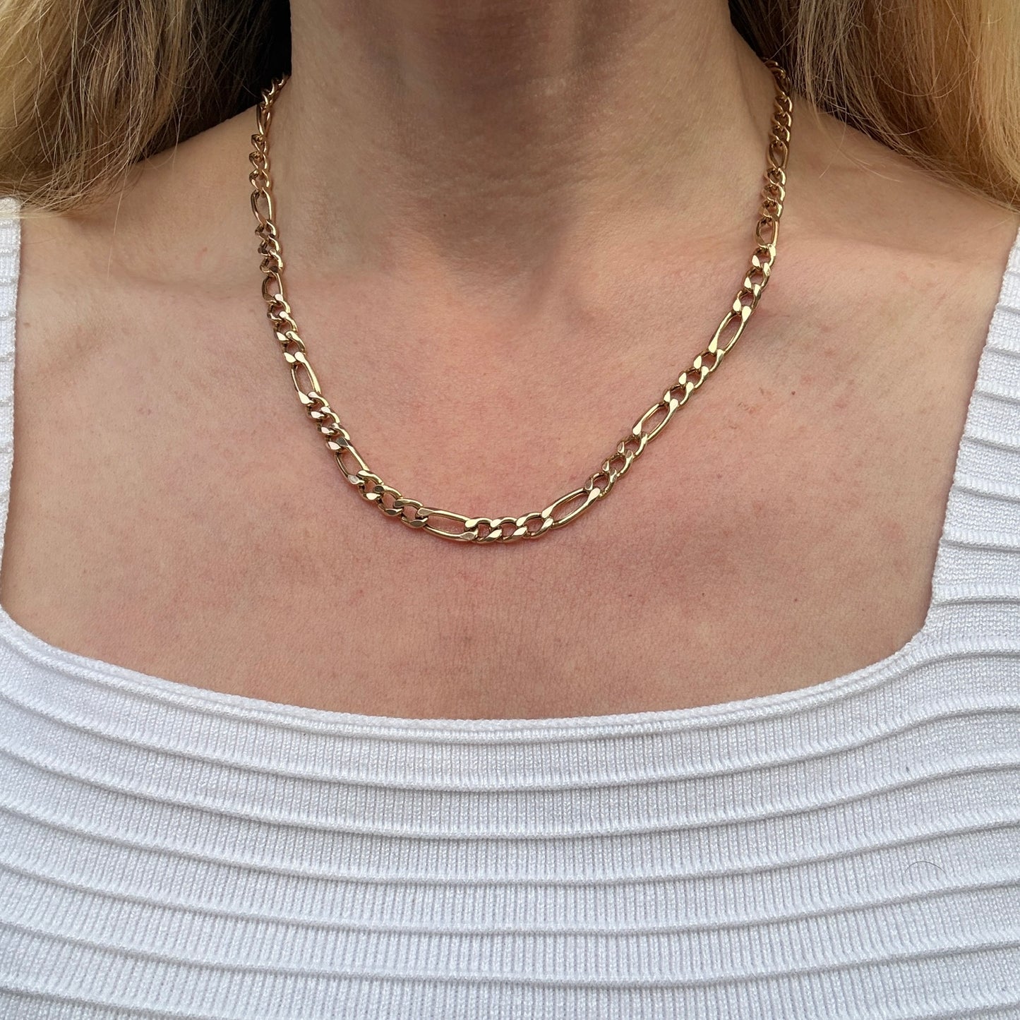19.5" Italian Solid 14K Yellow Gold Classic Figaro Chain, 14.54 g