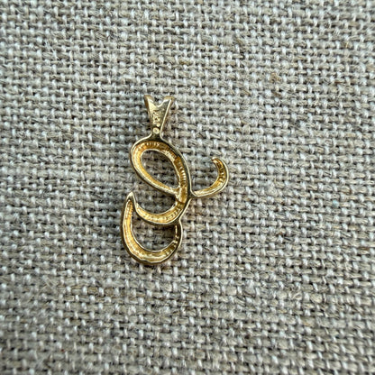Solid 14K Yellow Gold Script letter "G" Initial Pendant, 1.05 grams
