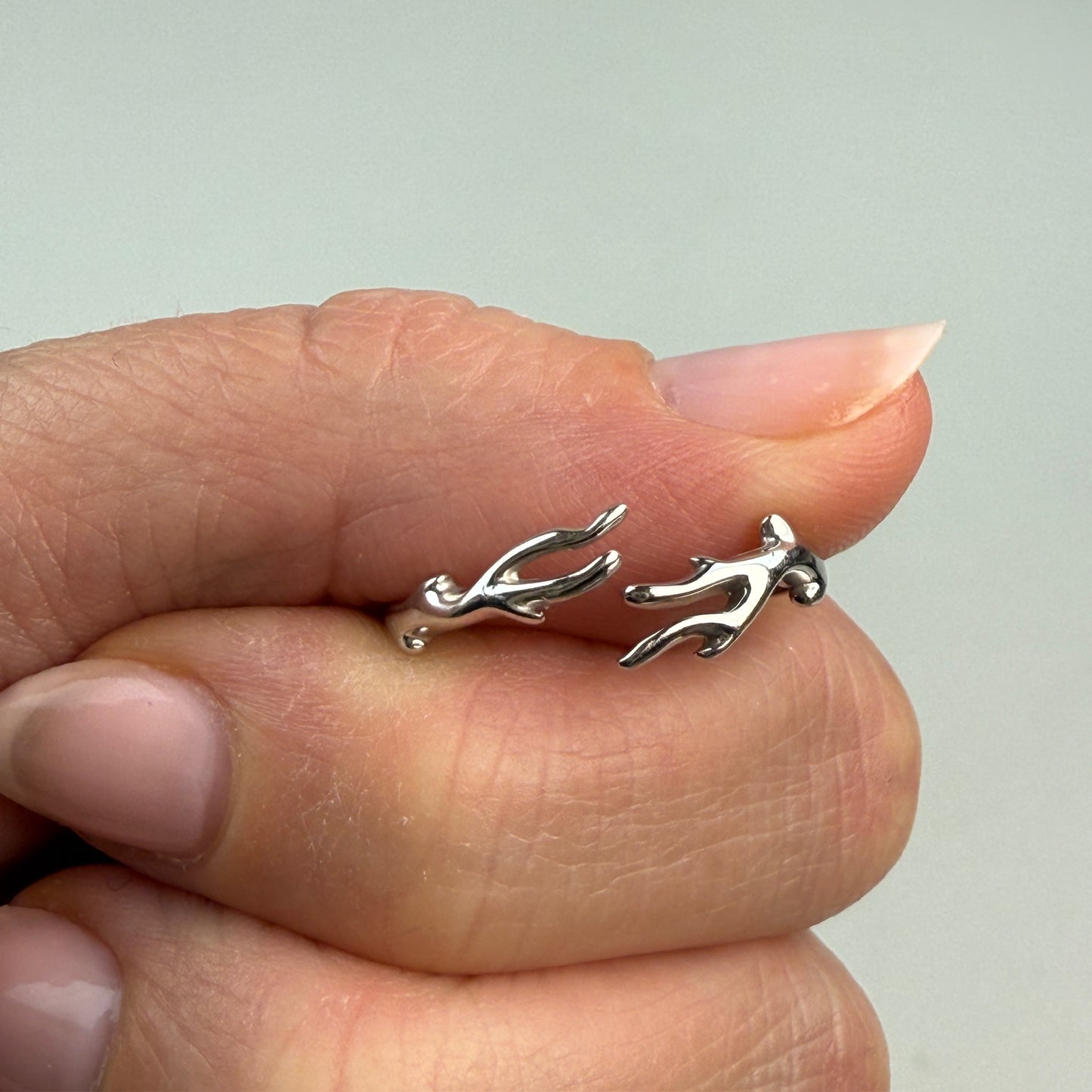 14K Solid White Gold Open Coral Branches Ring – Size 7.5