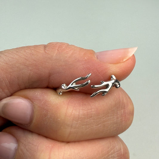 14K Solid White Gold Open Coral Branches Ring – Size 7.5