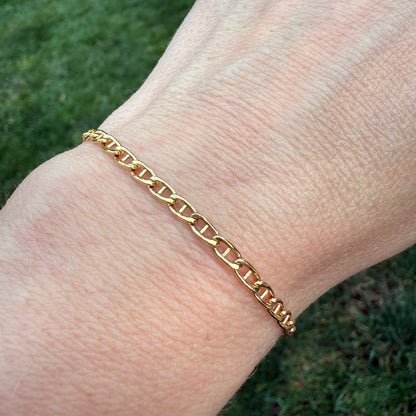 6.75" Italian Solid 14K Yellow Gold Mariner Bracelet, 2 g