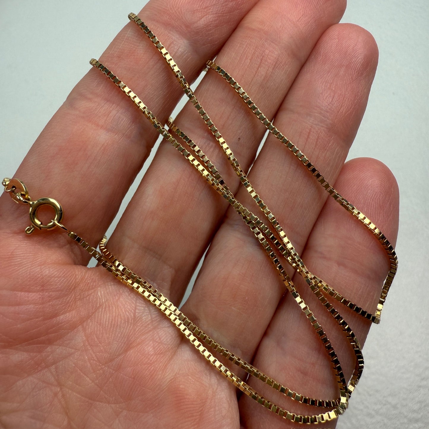 20" Solid 14K Yellow Gold Italian Box Chain, 3.85 g