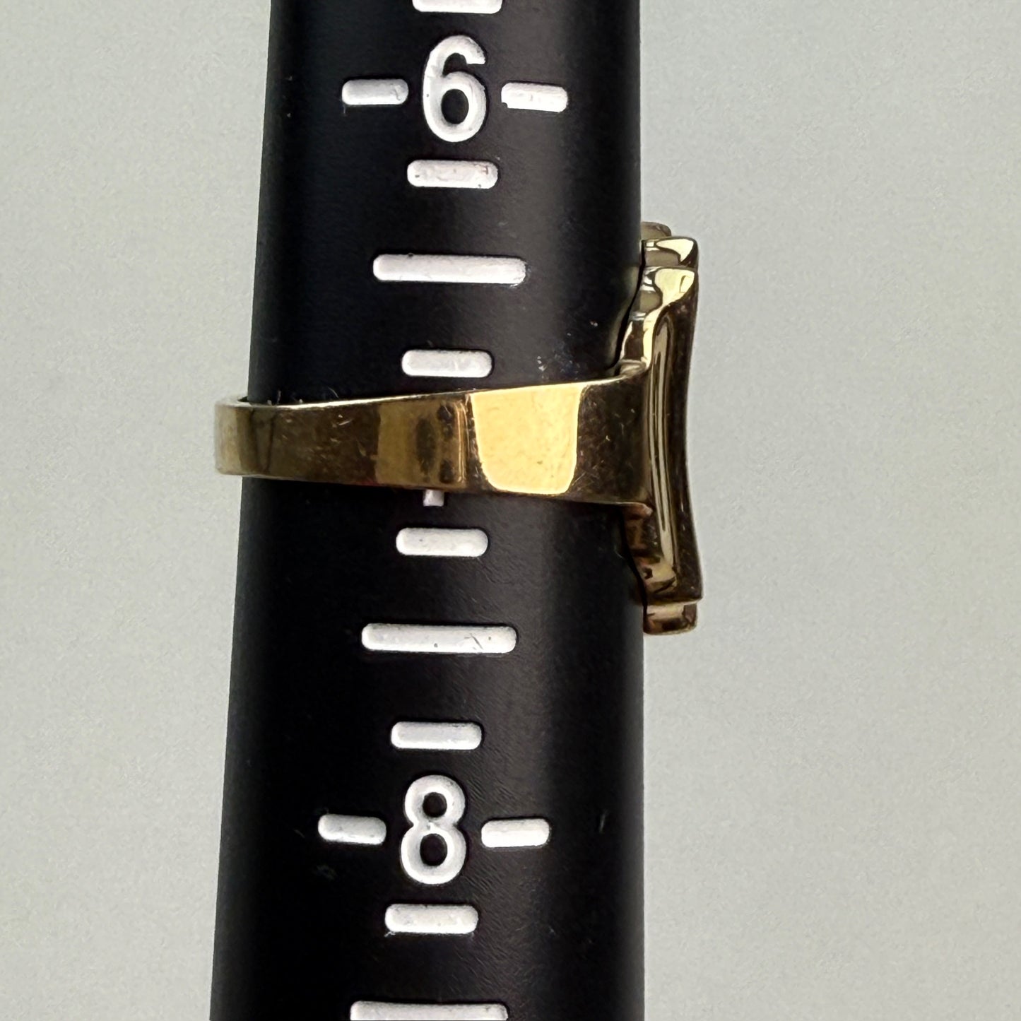 14K Solid Yellow Gold Wide Ridge, Sculptural Ring – Size 7