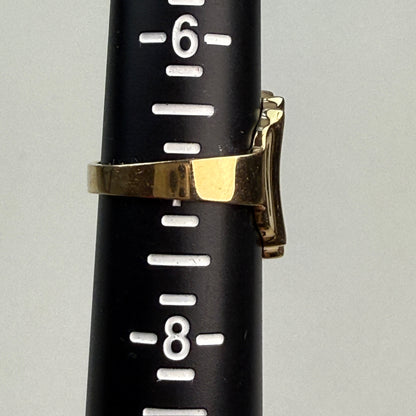 14K Solid Yellow Gold Wide Ridge, Sculptural Ring – Size 7