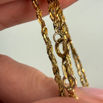 20.5" Italian Solid 14K Yellow Gold Faceted Singapore Chain, 4.14 g