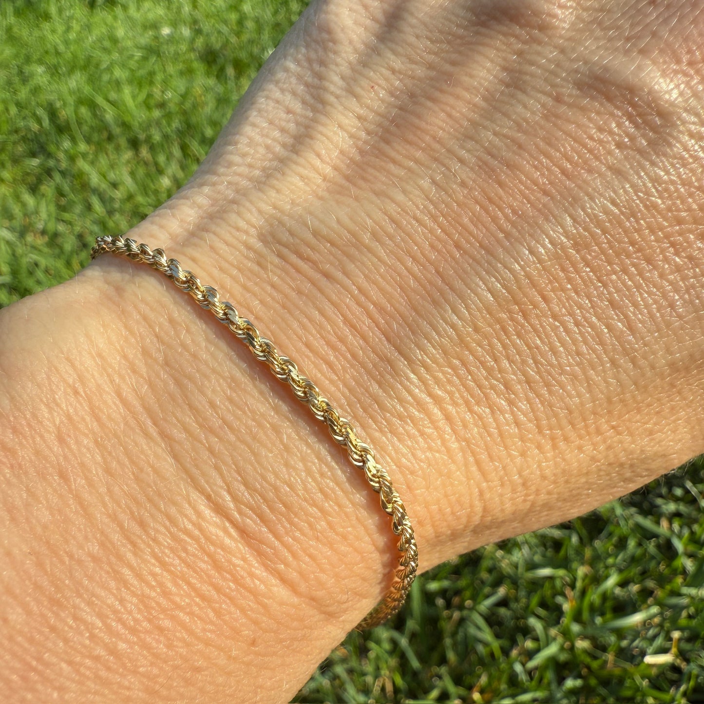 7.88" Vintage Solid 14K Yellow Gold Rope Bracelet, 3.7 g