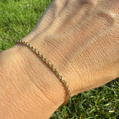 7.88" Vintage Solid 14K Yellow Gold Rope Bracelet, 3.7 g