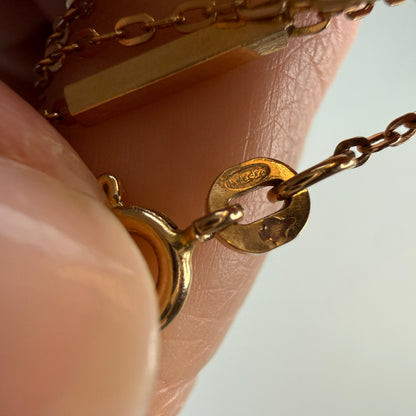15.5" Italian Solid 14K Rosy Yellow Gold Bar Station Chain, 2.89 g