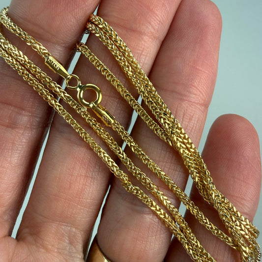 22" Solid 14K Yellow Gold Wheat Chain, 3.10 g