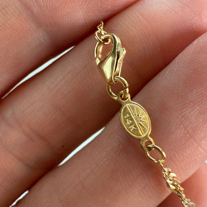24" Italian Solid 14K Yellow Gold Twisted Link Chain, 3.54 g