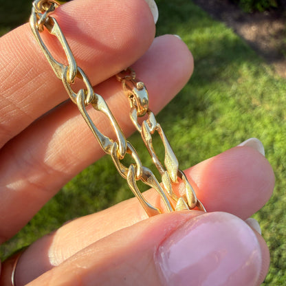 7" Italian Solid 14K Yellow Gold Alternating Link Bracelet, 7.85 g