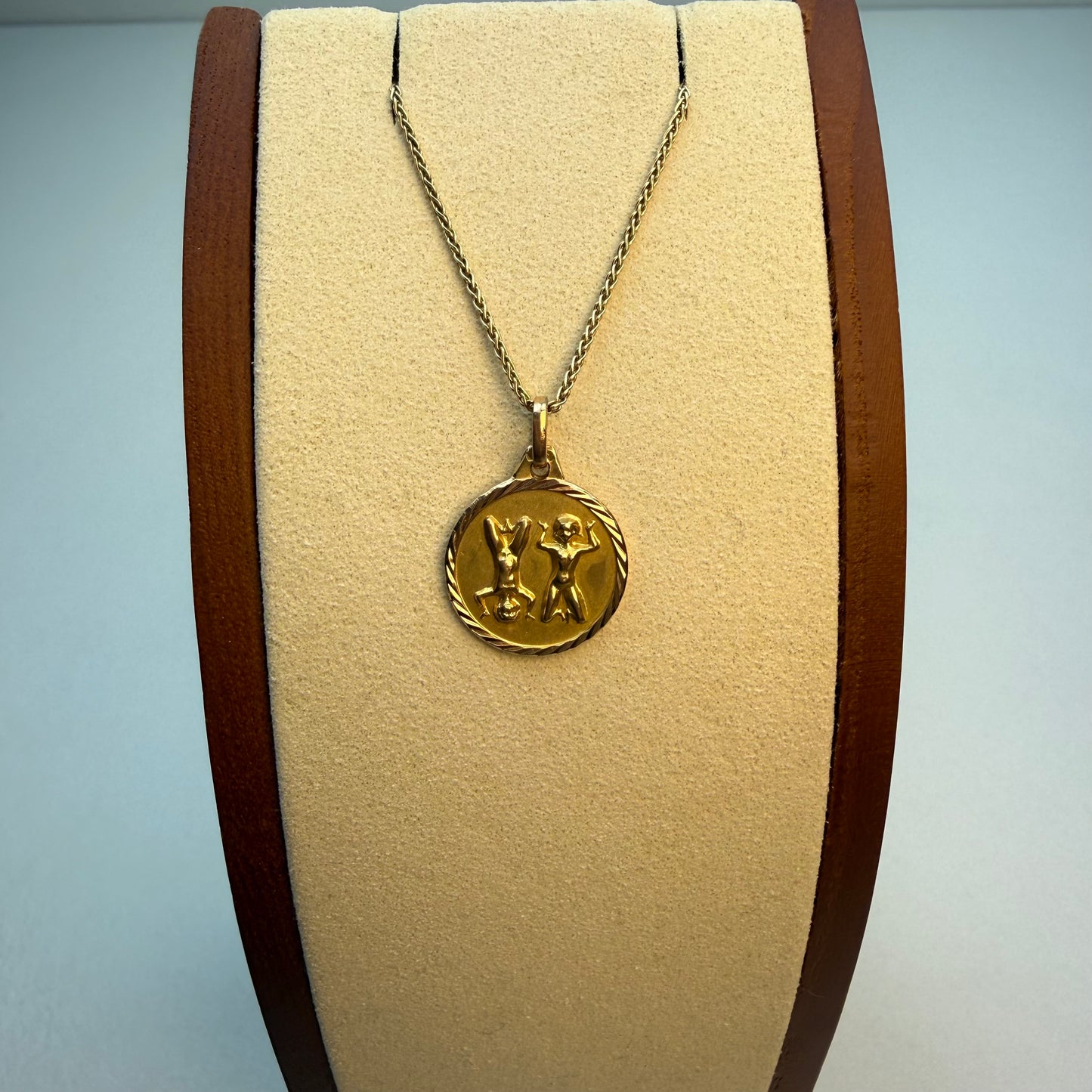 Vintage Solid 14K Yellow Gold Gemini Pendant, 2 grams