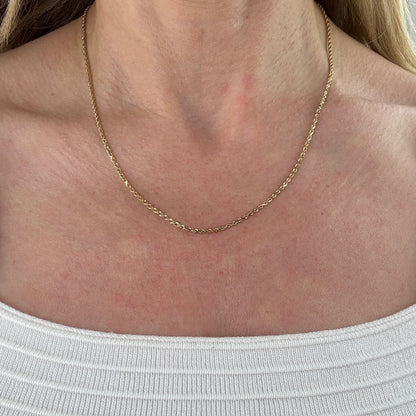 18" Solid 14K Yellow Gold Diamond-Cut Rope Chain, 4.89