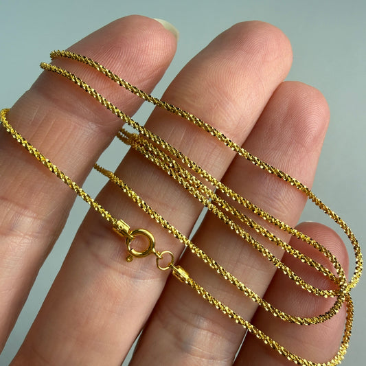 18" Solid 14K Yellow Gold Fine Textured Popcorn Link Chain, 1.80 g