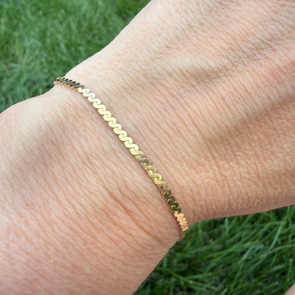 7" 14K Yellow Gold Italian Serpentine Chain Bracelet, 2.75 g