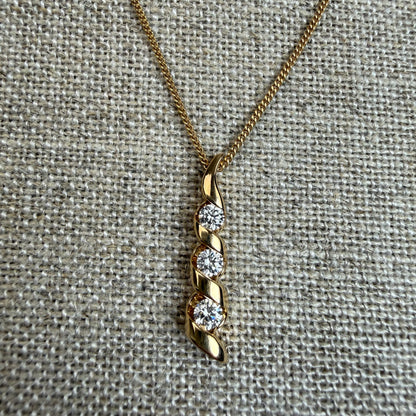 Estate Solid 14K Yellow Gold .50ct Diamond Sculptural Design Pendant, 3.27 g