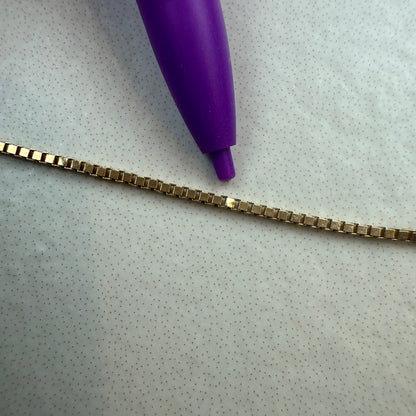 20" Solid 14K Yellow Gold Italian Box Chain, 3.85 g