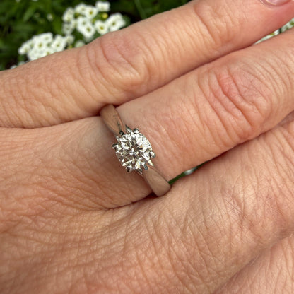 Solid Platinum .50 Carat Natural Octagon Cut Diamond Solitaire Ring, 4.81 grams
