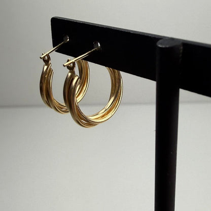 Estate 14k Solid Yellow Gold Small Classic Twisted Hoop, 1.22 g