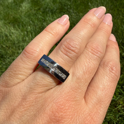 18K White Gold Princess Cut Diamond Channel Band, .50 CTW