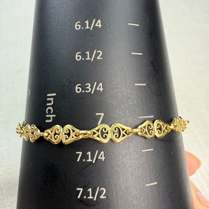 7" Vintage Solid 10K Yellow Gold Italian Filigree Bracelet, 3.6 g