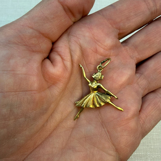 Vintage Solid 14K Yellow Gold Dancer Pendant, 2.12 g