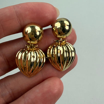 14K Solid Yellow Gold Bold Door Knocker Earrings, 4 g