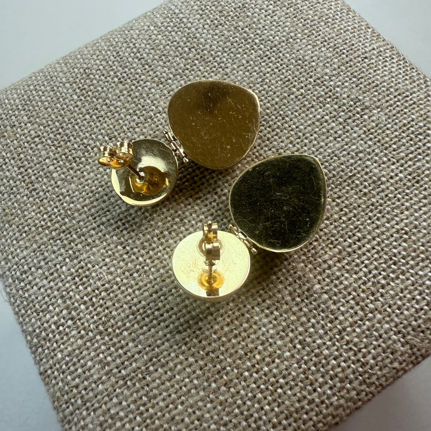 14K Solid Yellow Gold Bold Door Knocker Earrings, 4 g
