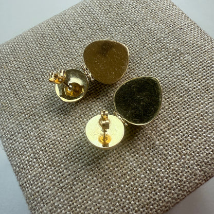 14K Solid Yellow Gold Bold Door Knocker Earrings, 4 g