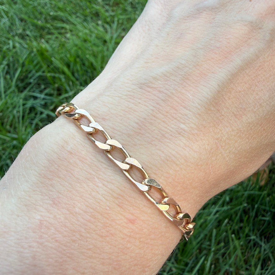 7.75+" Italian Solid 9K Yellow Gold UnoAErre Curb Bracelet, 10.5 g