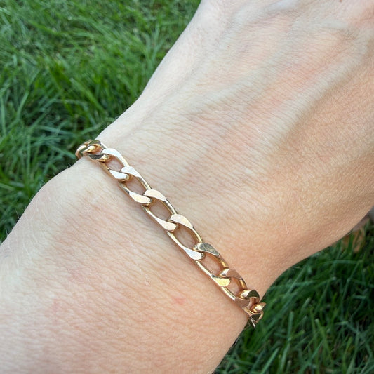 7.75+" Italian Solid 9K Yellow Gold UnoAErre Curb Bracelet, 10.5 g