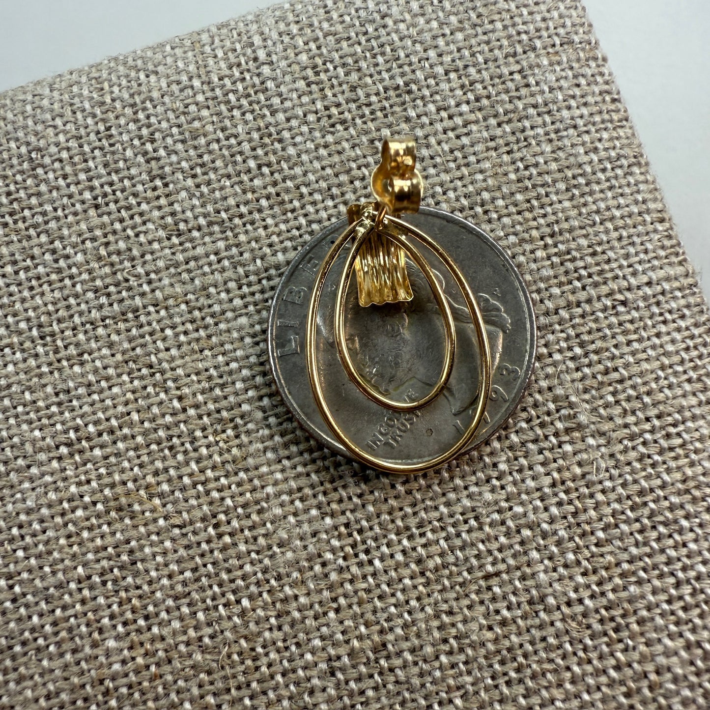 14K Solid Yellow Gold Open Teardrop Drop Earrings, 1.34 g