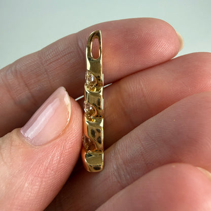 Estate Solid 14K Yellow Gold .625 ct. Diamond Sculptural Design Pendant, 3.89 g