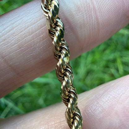 7.25" Solid 10K Yellow Gold Rope Bracelet, 2.73 g