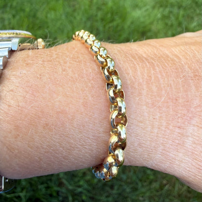 7.25" Solid 14K Yellow Gold Classic Rolo Link Bracelet, 9.44 g