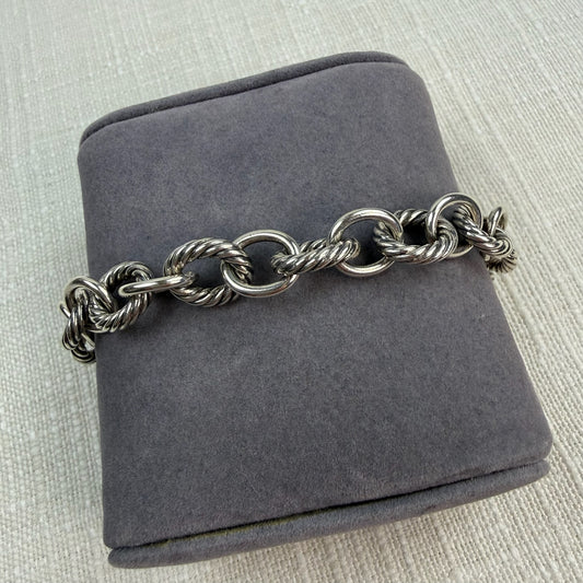 Estate David Yurman Solid Sterling Silver Classic Oval Link Bracelet – 6.25", 28.44 g