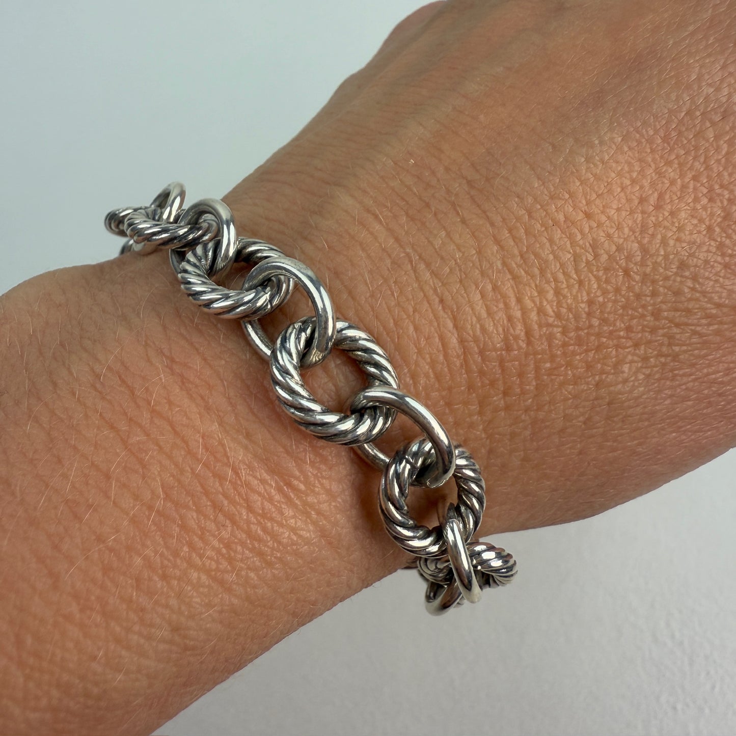 Estate David Yurman Solid Sterling Silver Classic Oval Link Bracelet – 6.25", 28.44 g
