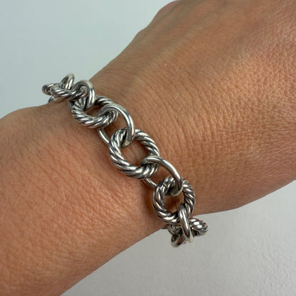 Estate David Yurman Solid Sterling Silver Classic Oval Link Bracelet – 6.25", 28.44 g